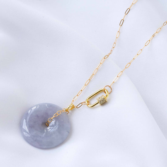 Long Lavender Jade Necklace with Lock Clasp LJN2