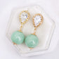 Large Dewdrop Ear Studs with Green Jade