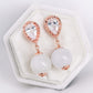 Large Dewdrop Ear Studs with White Jade