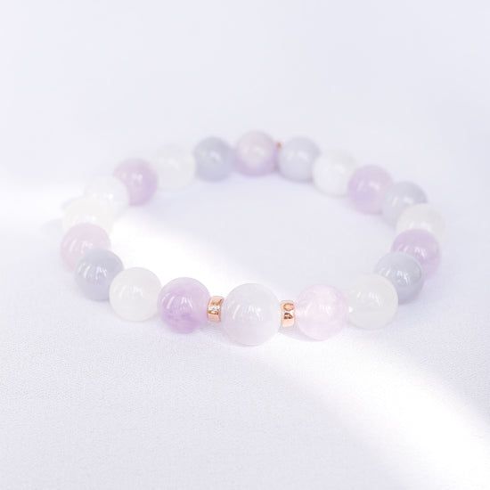 Lavender Jade, Amethyst and Moonstone Bracelet B2502