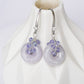 Vivid Lavender Jade with Tanzanite Vine Earrings - Dapped Single CZ Hook