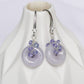 Vivid Lavender Jade with Tanzanite Vine Earrings - Dapped Single CZ Hook