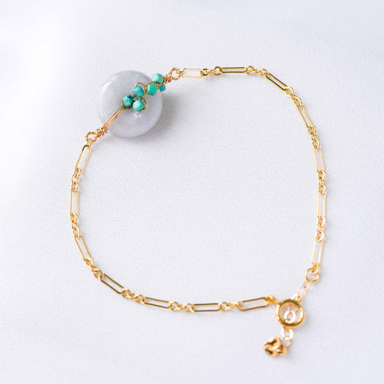 Lavender Jade Donut with Turquoise Vine Bracelet