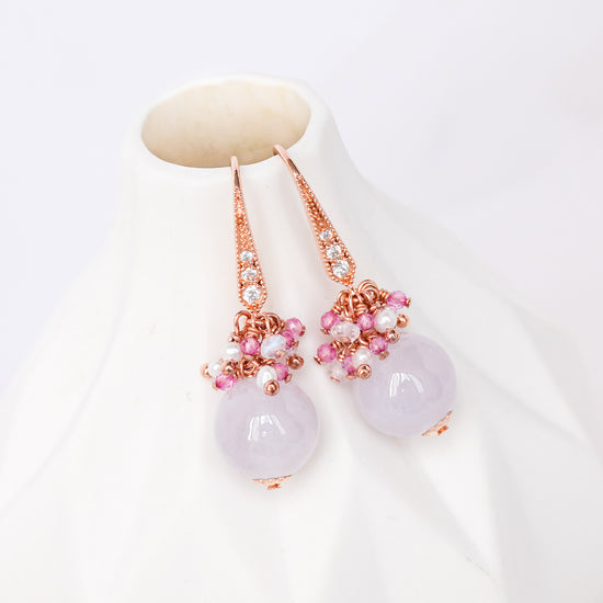 Lavender Jade Cluster Earrings