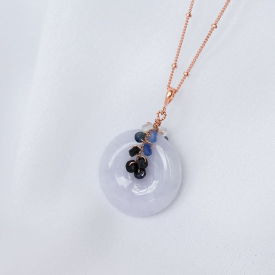 Lavender Jade with Blue Sapphire Vine Necklace