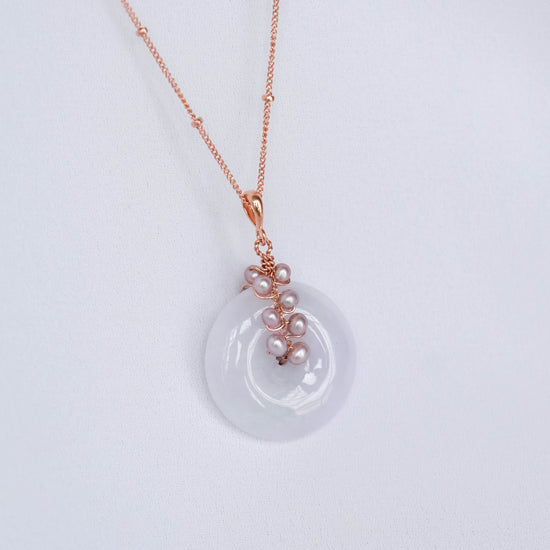 Lavender Jade with Blush Pearl Vine Necklace