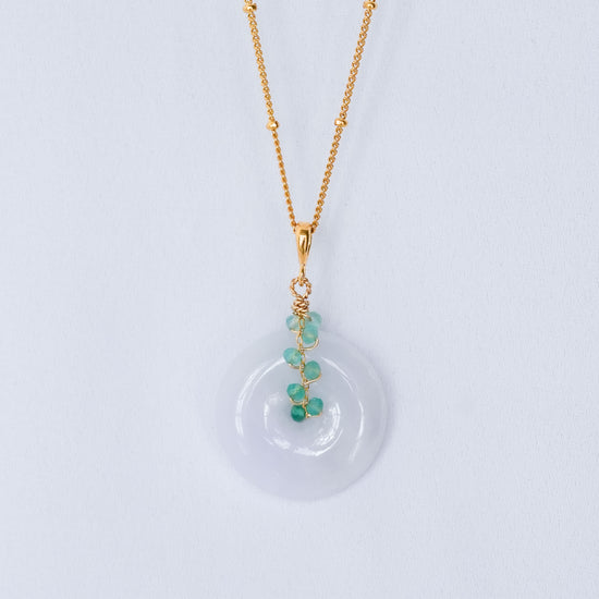 Lavender Jade with Green Onyx Vine Necklace