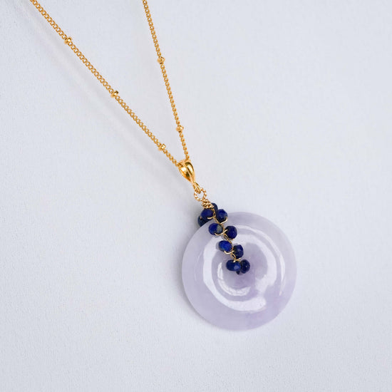 Lavender Jade with Lapis Lazuli Vine Necklace
