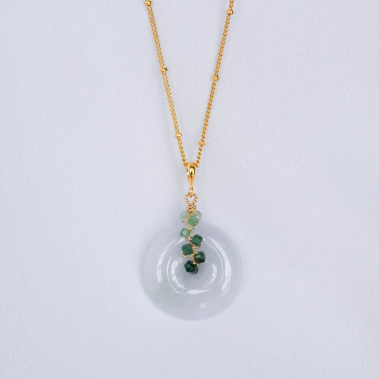 Lavender Jade with Square Emerald Vine Necklace