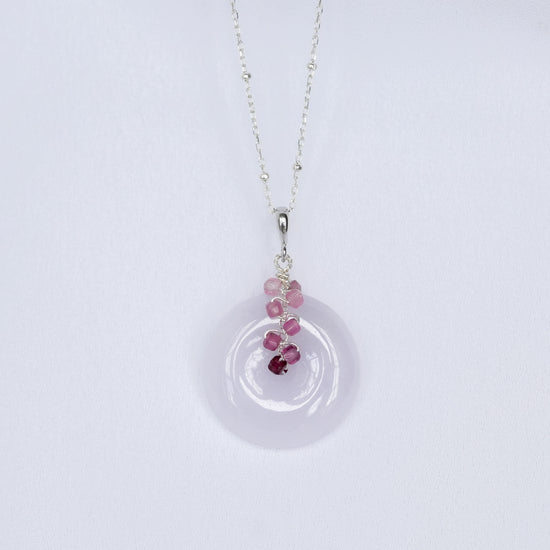 Lavender Jade with Square Tourmaline Vine Necklace