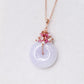 Vivid Lavender Jade Donut with Gem Cluster Necklace