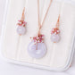 Vivid Lavender Jade Donut with Gem Cluster Necklace