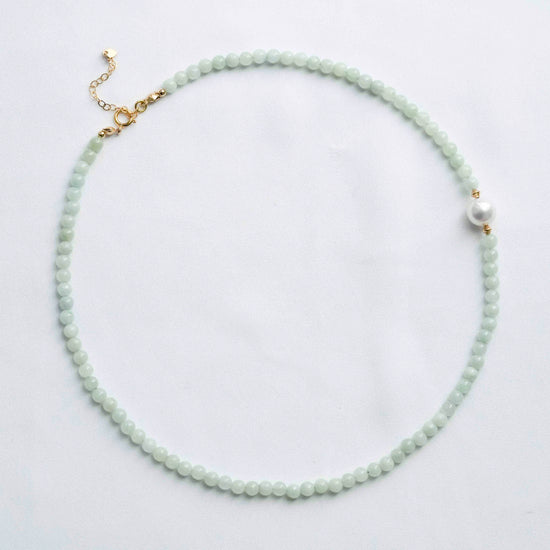 Light Jade with Pearl Accent Choker Necklace