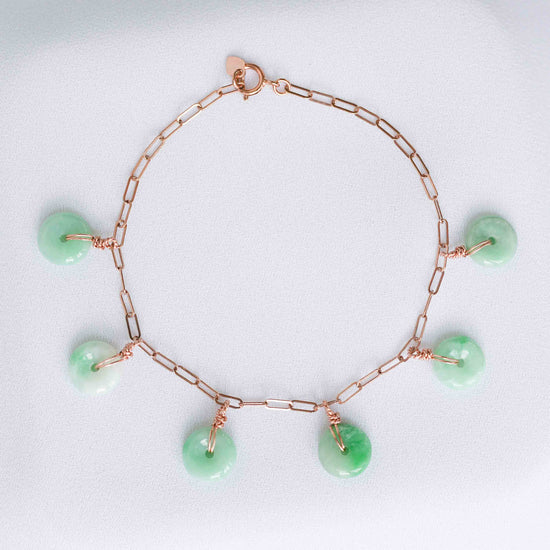 Lucky Vivid Green Jade Donut Bracelet - RG