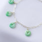 Lucky Vivid Green Jade Donut Bracelet - Silver