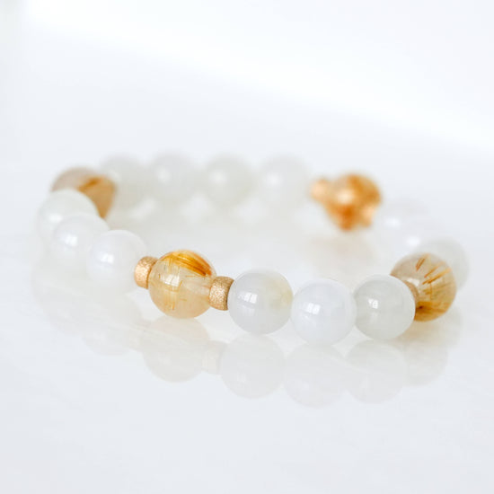 Jade and Golden Rutilated Quartz Bracelet MB1