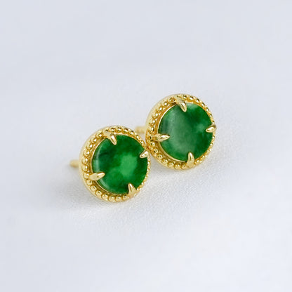 Milgrain Jade Disc Earrings