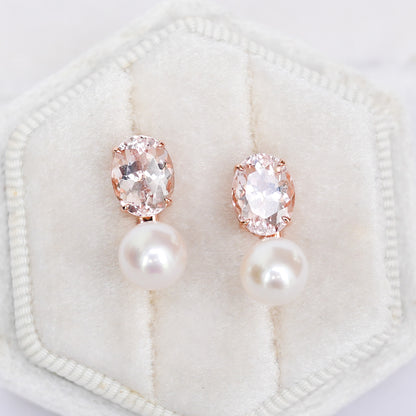 Morganite with Detachable Pearl Dangle in 14K