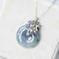 Peacock Blue Jade Donut with Gem Cluster Necklace N101S