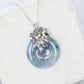 Peacock Blue Jade Donut with Gem Cluster Necklace N101S