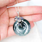 Peacock Blue Jade Donut with Gem Cluster Necklace N102S