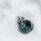 Peacock Blue Jade Donut with Gem Cluster Necklace N102S