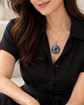 Peacock Blue Jade Donut with Gem Cluster Necklace N102S