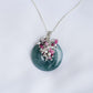 Peacock Blue Jade Donut with Gem Cluster Necklace N103S