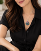 Peacock Blue Jade Donut with Gem Cluster Necklace N103S