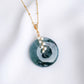 Peacock Blue Jade with Pearl Vine Necklace - N105G