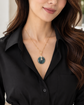 Peacock Blue Jade with Pearl Vine Necklace - N105G