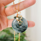 Peacock Blue Jade Donut with Gem Cluster Necklace N106G