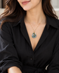 Peacock Blue Jade Donut with Gem Cluster Necklace N106G