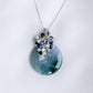 Peacock Blue Jade Donut with Gem Cluster Necklace N107S