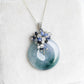 Peacock Blue Jade Donut with Gem Cluster Necklace N107S