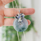Peacock Blue Jade Donut with Gem Cluster Necklace N107S
