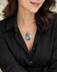Peacock Blue Jade Donut with Gem Cluster Necklace N107S