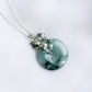 Peacock Blue Jade Donut with Gem Cluster Necklace N108S