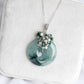Peacock Blue Jade Donut with Gem Cluster Necklace N108S