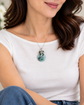Peacock Blue Jade Donut with Gem Cluster Necklace N108S