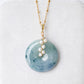 Peacock Blue Jade with Pearl Vine Necklace - N109G