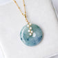 Peacock Blue Jade with Pearl Vine Necklace - N109G