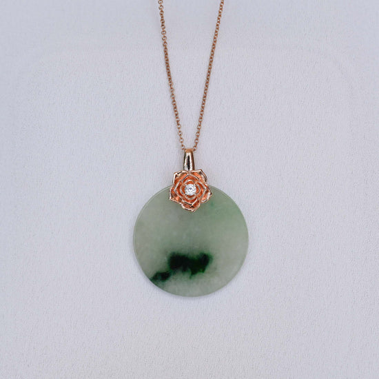 Camellia Round Disc Jade Necklace N10R