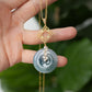 Peacock Blue Jade with Peranakan Tile and Pearl Vine Necklace - N110G