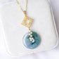 Peacock Blue Jade with Peranakan Tile and Pearl Vine Necklace - N110G