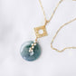 Peacock Blue Jade with Peranakan Tile and Pearl Vine Necklace - N110G