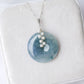 Peacock Blue Jade with Pearl Vine Necklace - N111S