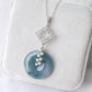 Peacock Blue Jade with Peranakan Tile and Pearl Vine Necklace - N112S