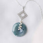 Peacock Blue Jade with Peranakan Tile and Pearl Vine Necklace - N112S