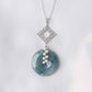 Peacock Blue Jade with Peranakan Tile and Pearl Vine Necklace - N112S